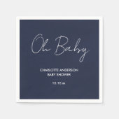 Baby shower script moderne marineblauw elegant servet (Voorkant)
