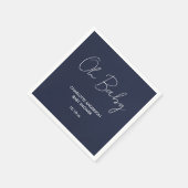 Baby shower script moderne marineblauw elegant servet (Hoek)