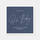 Baby shower script moderne marineblauw elegant servet (Voorkant)