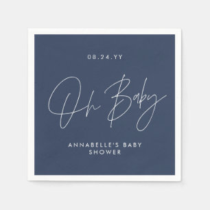 Baby shower script moderne marineblauw elegant servet