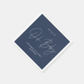 Baby shower script moderne marineblauw elegant servet (Hoek)