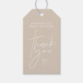 Baby shower script moderne natuurlijke beige elega cadeaulabel (Voorkant)