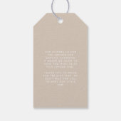 Baby shower script moderne natuurlijke beige elega cadeaulabel (Achterkant)