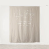 Baby shower script moderne natuurlijke beige elega wandkleed (Voorkant)
