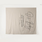 Baby shower script moderne natuurlijke beige elega wandkleed (Voorkant (horizontaal))