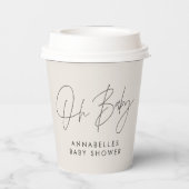 Baby shower script moderne natuurlijke crème elega papieren bekers (Achterkant)