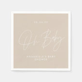 Baby shower script moderne natuurlijke crème elega servet (Voorkant)