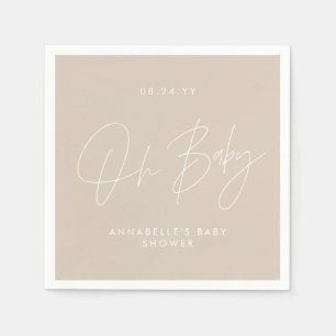 Baby shower script moderne natuurlijke crème elega servet