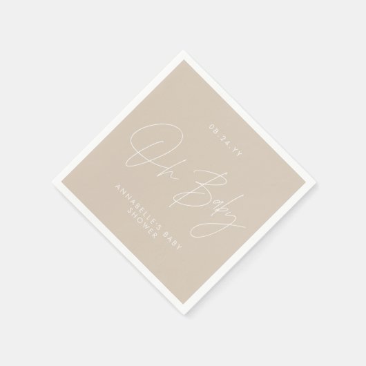 Baby shower script moderne natuurlijke crème elega servet (Hoek)