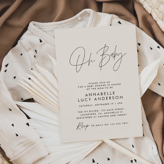 Baby shower script moderne natuurlijke elegant kaart