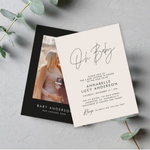 Baby shower script moderne natuurlijke foto elegan kaart
