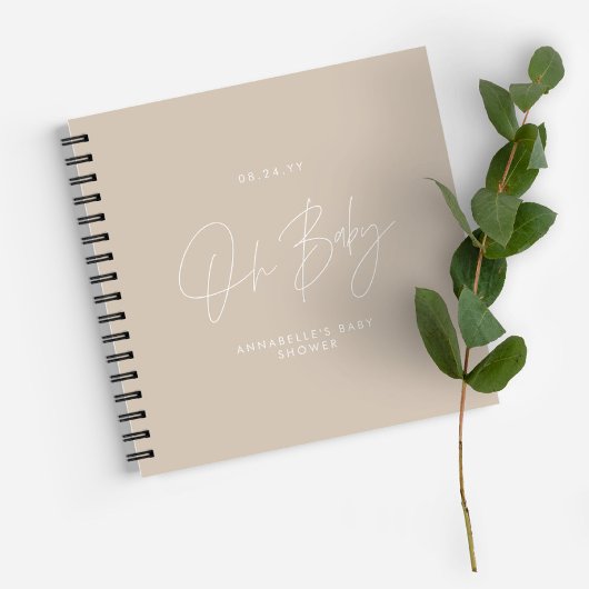 Baby shower script moderne natuurlijke roomgast notitieboek