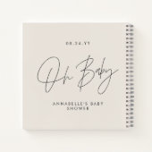Baby shower script moderne natuurlijke roomgast notitieboek (Achterkant)