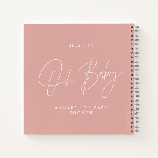 Baby shower script moderne roos roze gast notitieboek (Achterkant)