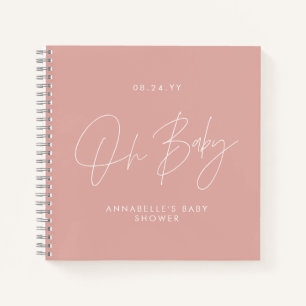 Baby shower script moderne roos roze gast notitieboek