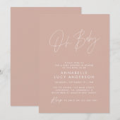 Baby shower script moderne roze terracotta elegant kaart (Voorkant / Achterkant)