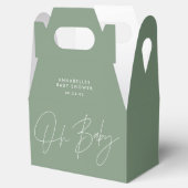 Baby shower script moderne sage green elegant bedankdoosjes (Geopend)