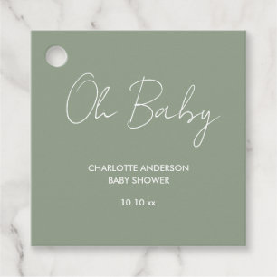 Baby shower script moderne sage green elegant bedankjes labels