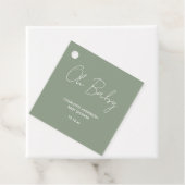 Baby shower script moderne sage green elegant bedankjes labels (In situ)