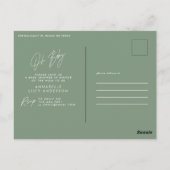 Baby shower script moderne sage green elegant briefkaart (Achterkant)