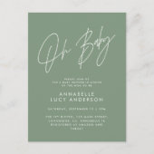 Baby shower script moderne sage green elegant briefkaart (Voorkant)