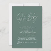 Baby shower script moderne sage green elegant kaart (Voorkant)