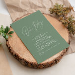 Baby shower script moderne sage green elegant kaart<br><div class="desc">Baby shower script modern sage groen elegant feestuitnodigingsontwerp. Ideaal genderneutraal ontwerp. Perfecte coördinerende herfst,  herfst winter baby shower ontwerp.</div>