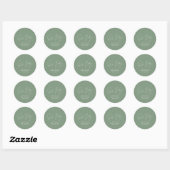 Baby shower script moderne sage green elegant ronde sticker (Vel)