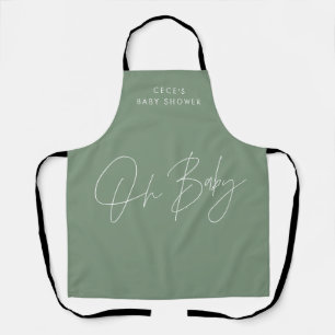Baby shower script moderne sage green elegant schort