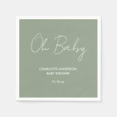 Baby shower script moderne sage green elegant servet (Voorkant)
