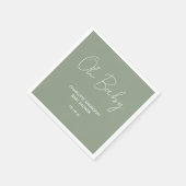 Baby shower script moderne sage green elegant servet (Hoek)
