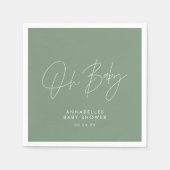 Baby shower script moderne sage green elegant servet (Voorkant)