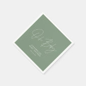 Baby shower script moderne sage green elegant servet (Hoek)