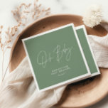 Baby shower script moderne sage green elegant servet<br><div class="desc">Baby shower script modern sage green elegant party design. Ideaal genderneutraal ontwerp.</div>