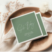 Baby shower script moderne sage green elegant servet