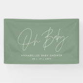 Baby shower script moderne sage green elegant spandoek (Horizontaal)