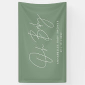 Baby shower script moderne sage green elegant spandoek (Verticaal)