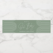 Baby shower script moderne sage green elegant waterfles etiket (Enkel label)