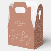 Baby shower script moderne terracotta geometrisch bedankdoosjes (Geopend)
