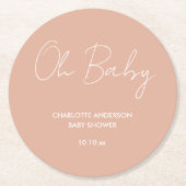 Baby shower script moderne wazige roze elegant ronde kartonnen onderzetter (Voorkant)