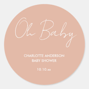 Baby shower script moderne wazige roze elegant ronde sticker
