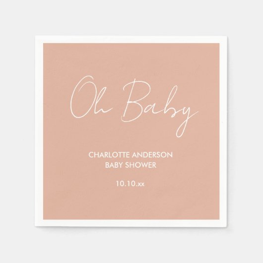 Baby shower script moderne wazige roze elegant servet (Voorkant)