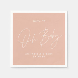 Baby shower script moderne wazige roze elegant servet