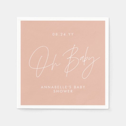Baby shower script moderne wazige roze elegant servet (Voorkant)