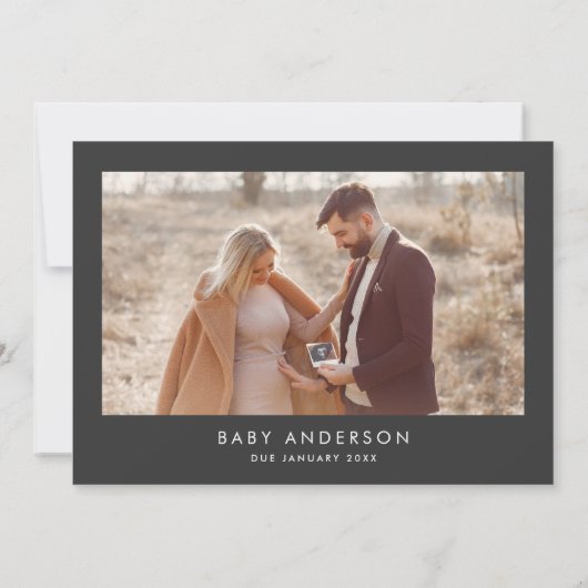 Baby shower script moderne zwarte boho foto kaart (Achterkant)