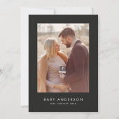 Baby shower script moderne zwarte elegante foto kaart (Achterkant)
