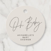 Baby shower script moderne zwarte witte elegant bedankjes labels (Voorkant)