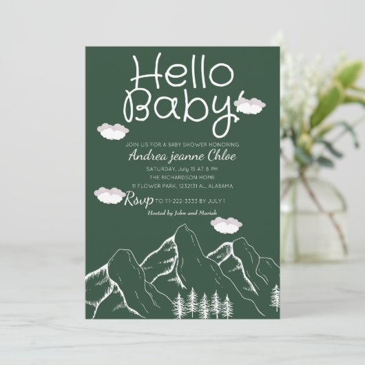Baby shower script Simple Adventure Mountain Kaart (Staand voorkant)