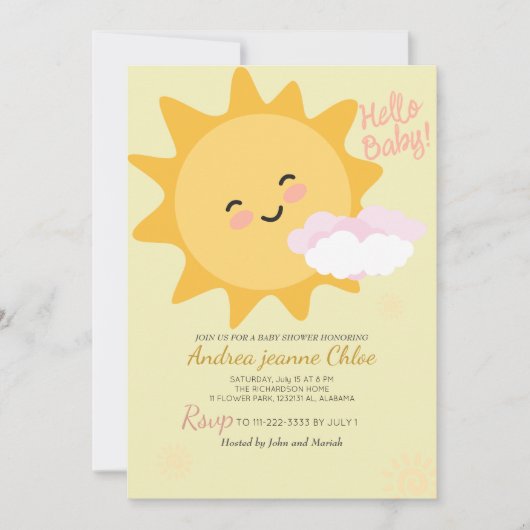 Baby shower script Sunshine Simple Modern elegant Kaart (Voorkant)