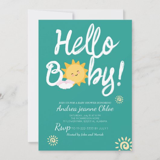 Baby shower script Sunshine Simple Modern elegant Kaart (Voorkant)